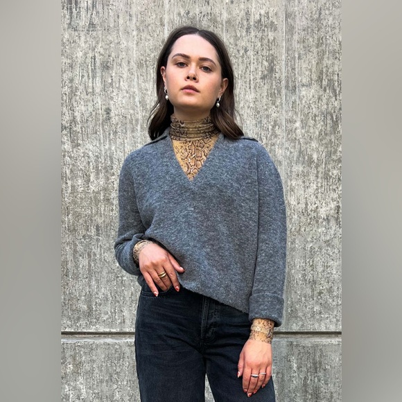 Oval Square Sweaters - NWOT Oval Square Fab polo knit sweater in dark grey melange